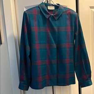 Pendleton Vintage Teal and Red Plaid Long Sleeve Shirt